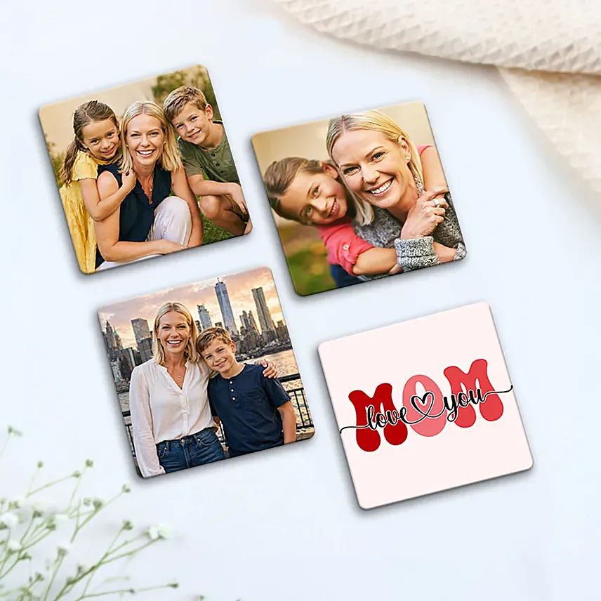 Love You Mom Personalized Fridge Magnets Set of 4