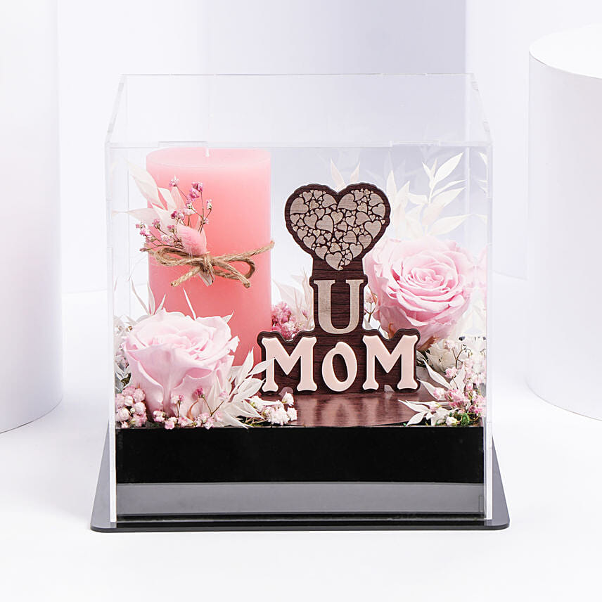 Love You Mom Preserved Rose And Candle