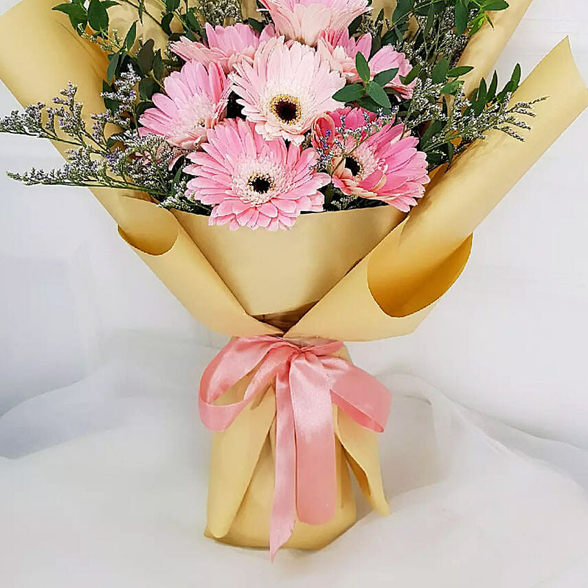 Lovely Pink N Purple Gerberas Bouquet Deluxe