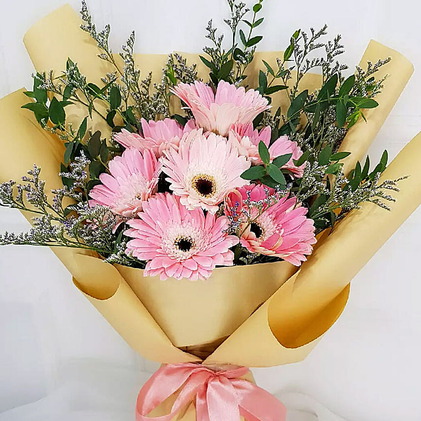 Lovely Pink N Purple Gerberas Bouquet Deluxe