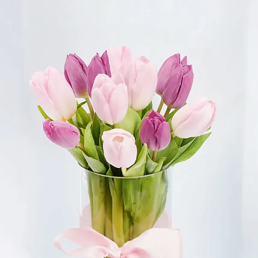 Luxurious Blush N Purple Tulip Arrangement