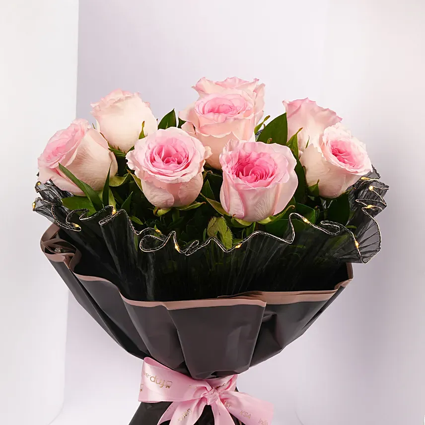 Luxury Led Pink Roses Gift Bouquet
