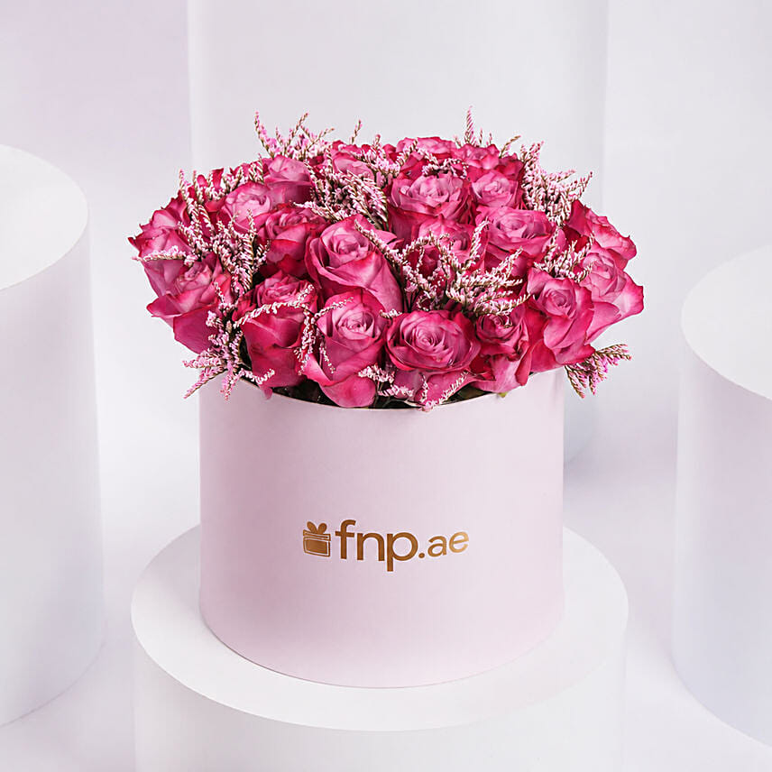 Luxury Purple Roses In A Box