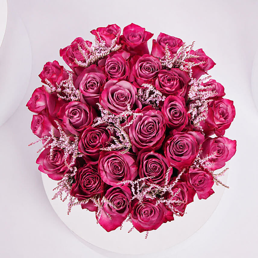 Luxury Purple Roses In A Box