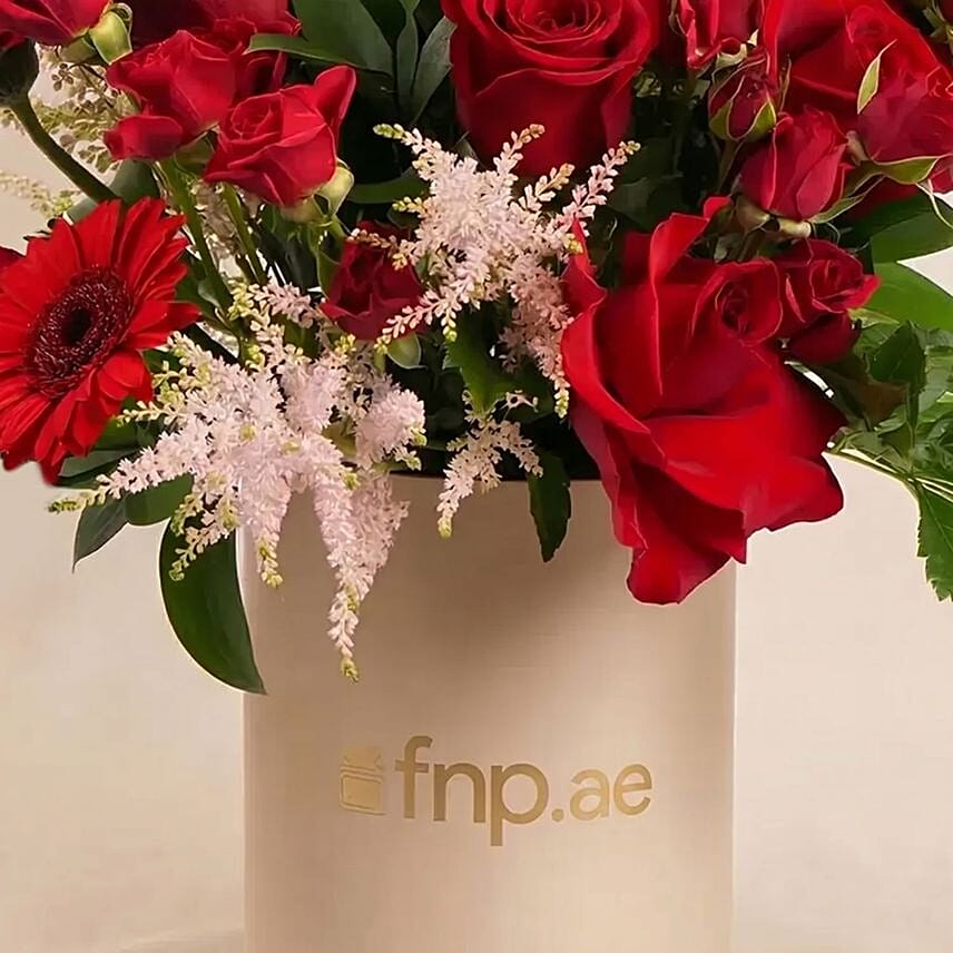Luxury Red Roses And Gerberas Flower Box Gift