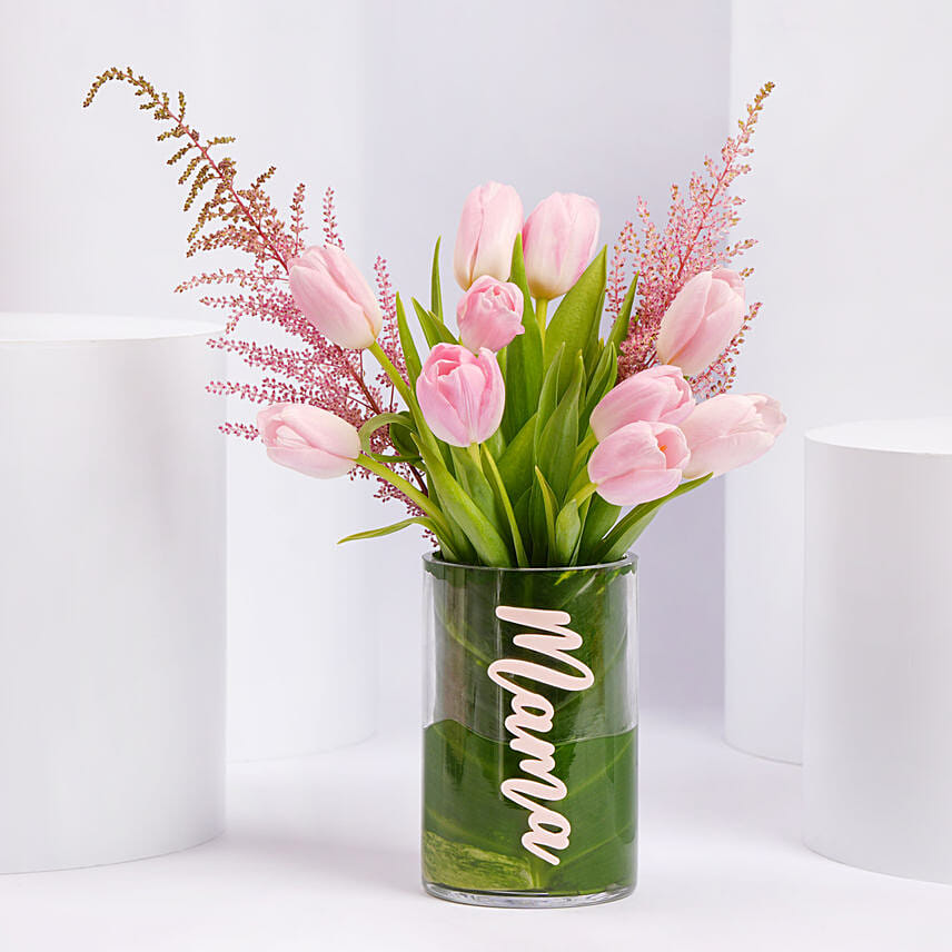Mama Pink Tulips Arrangement