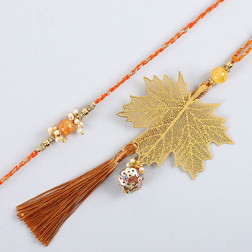 Maple Leaf Modern Design Lumba Rakhi Set
