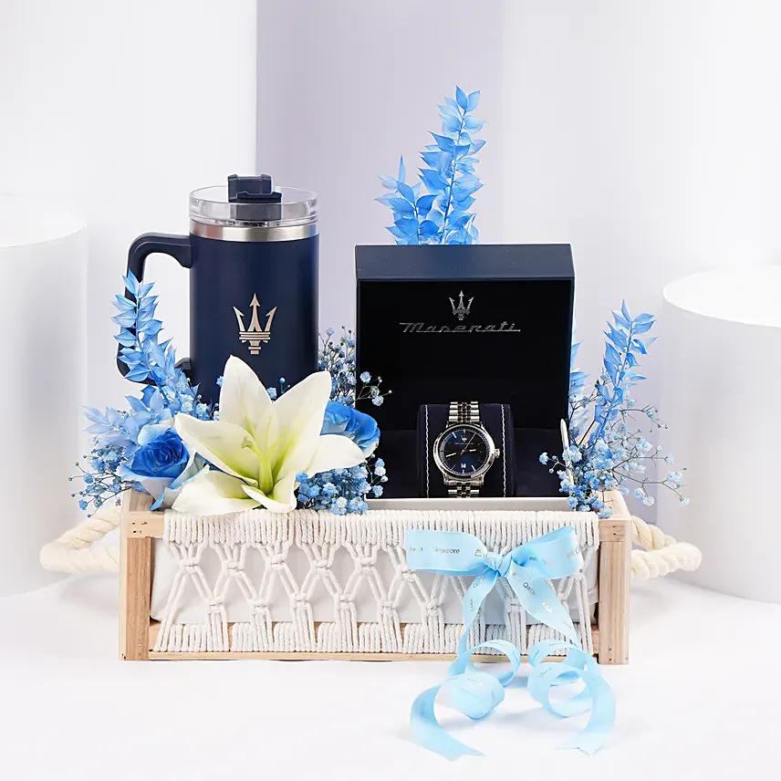 Maserati Mens Watch And Tumbler Gift Set
