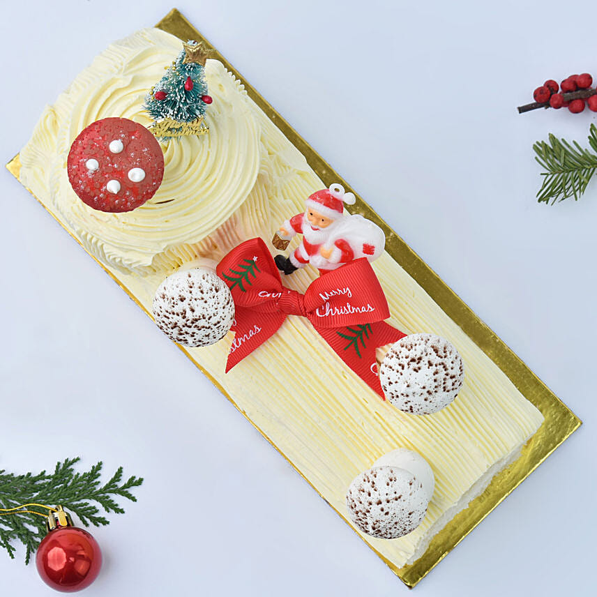 Merry Christmas Vanilla Log Cake 1 Kg