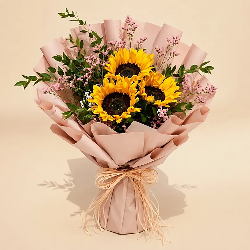 Mesmerising Sunflowers Beautifully Tied Bouquet
