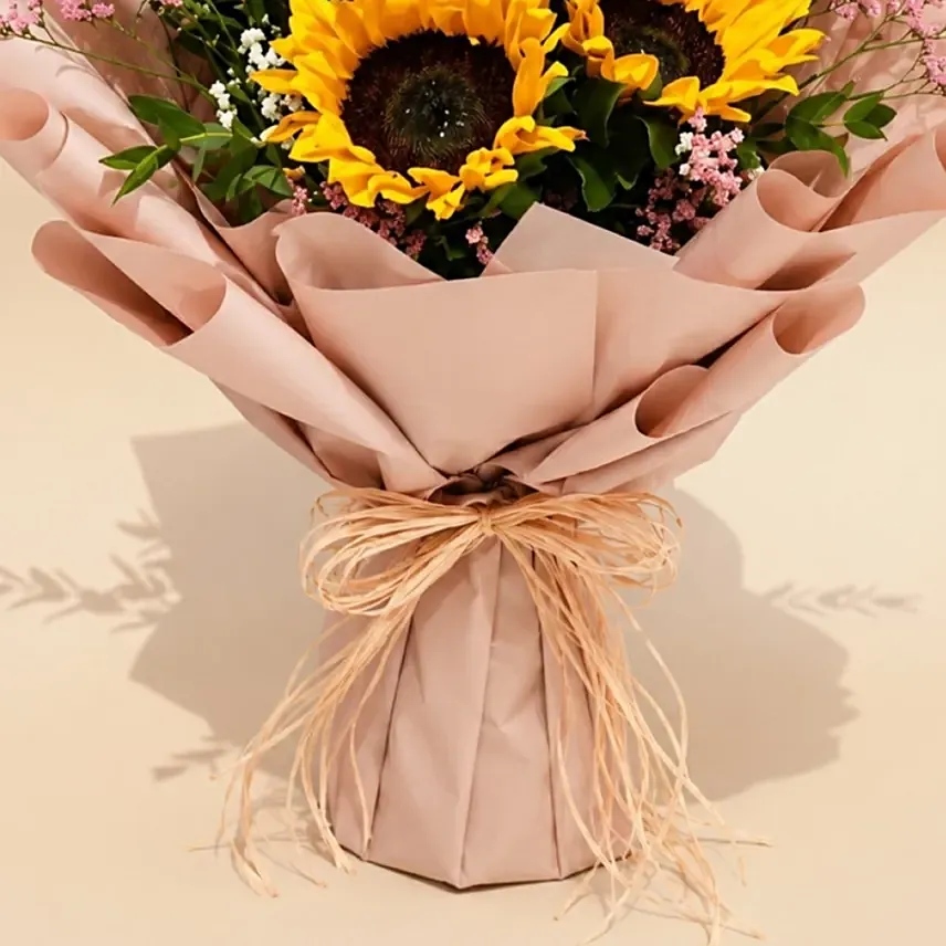 Mesmerising Sunflowers Beautifully Tied Bouquet