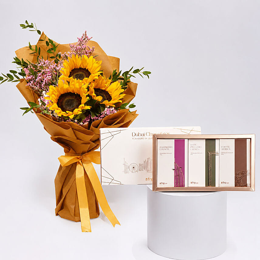 Mesmerising Sunflowers With Dubai Chocolates
