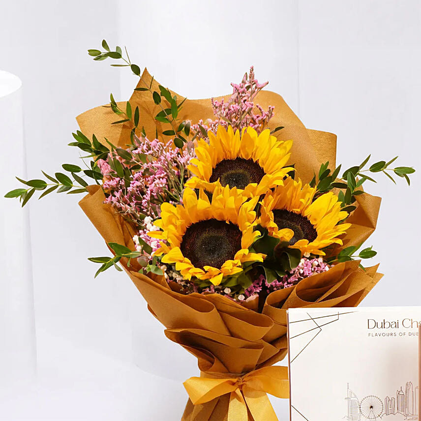 Mesmerising Sunflowers With Dubai Chocolates