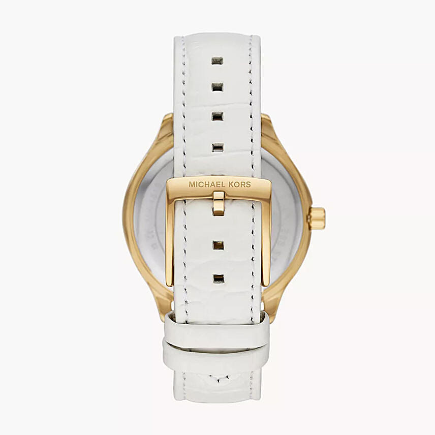 Michael Kors Sage White Leather Watch Gift Tray For Her