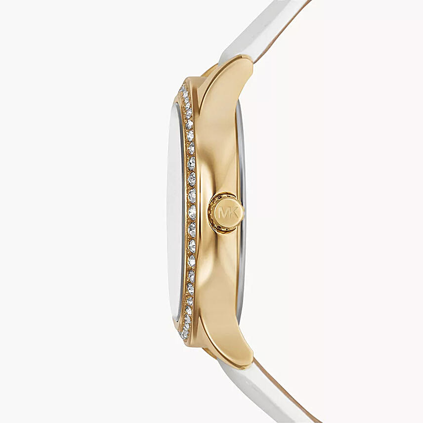 Michael Kors Sage White Leather Watch Gift Tray For Her