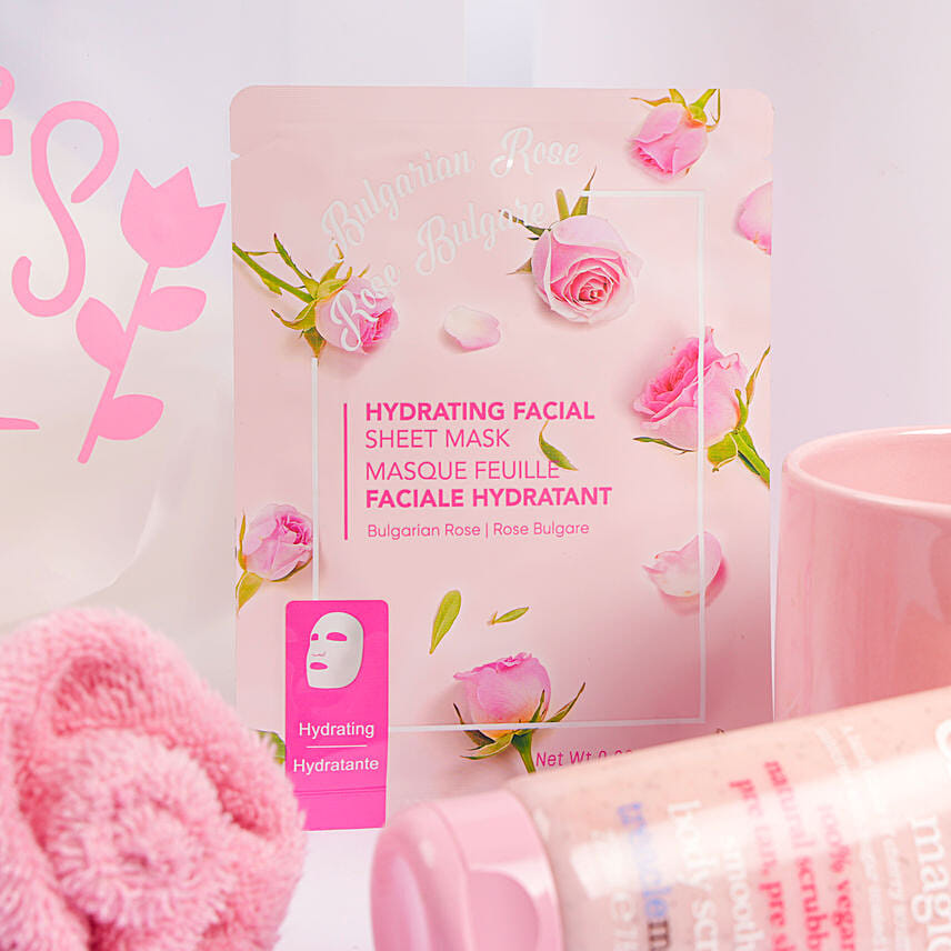 Womens Day Pink Gift Bag With Floral Accent