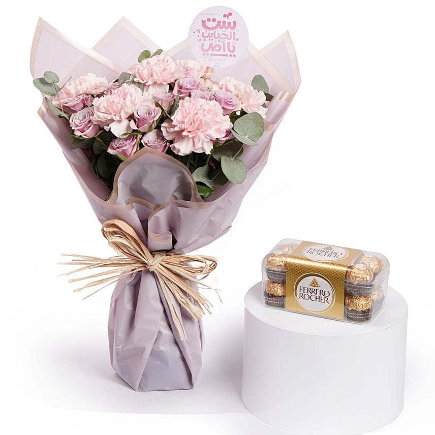 Mothers Love Flower Bouquet with Ferrero Rocher