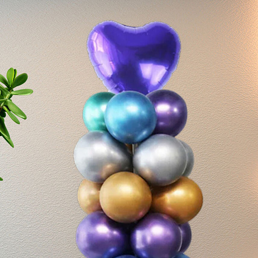 Multicolor Chrome Balloons Pillar