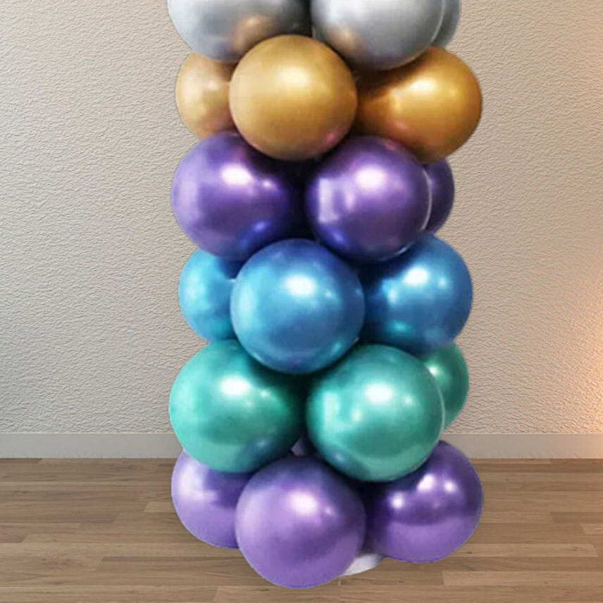 Multicolor Chrome Balloons Pillar