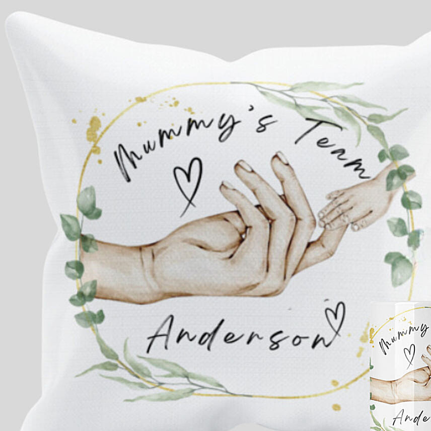 Mummy'S Team Personalised Names Cushion & Mug