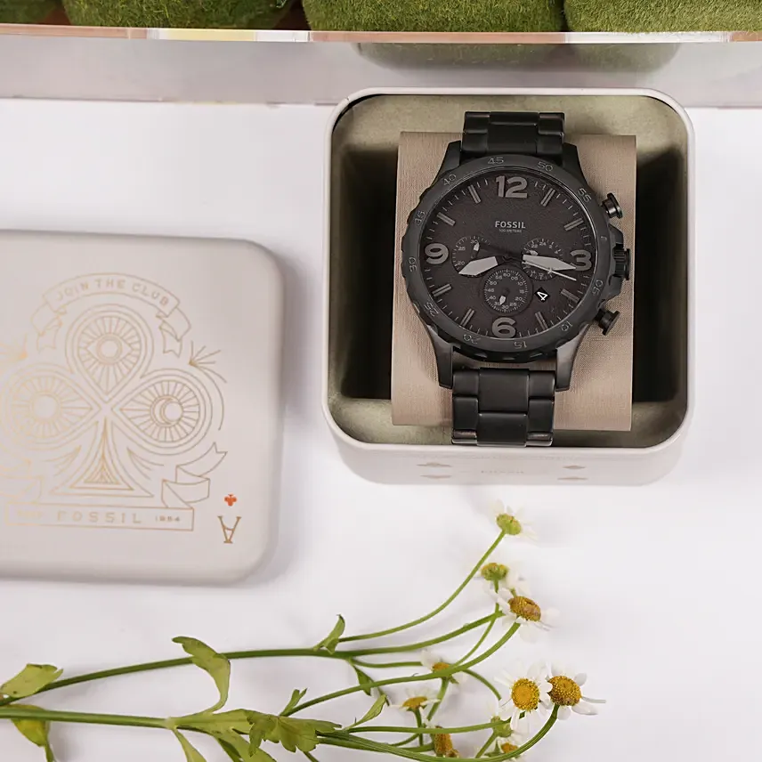 Fossil Chronograph Black Watch For Him