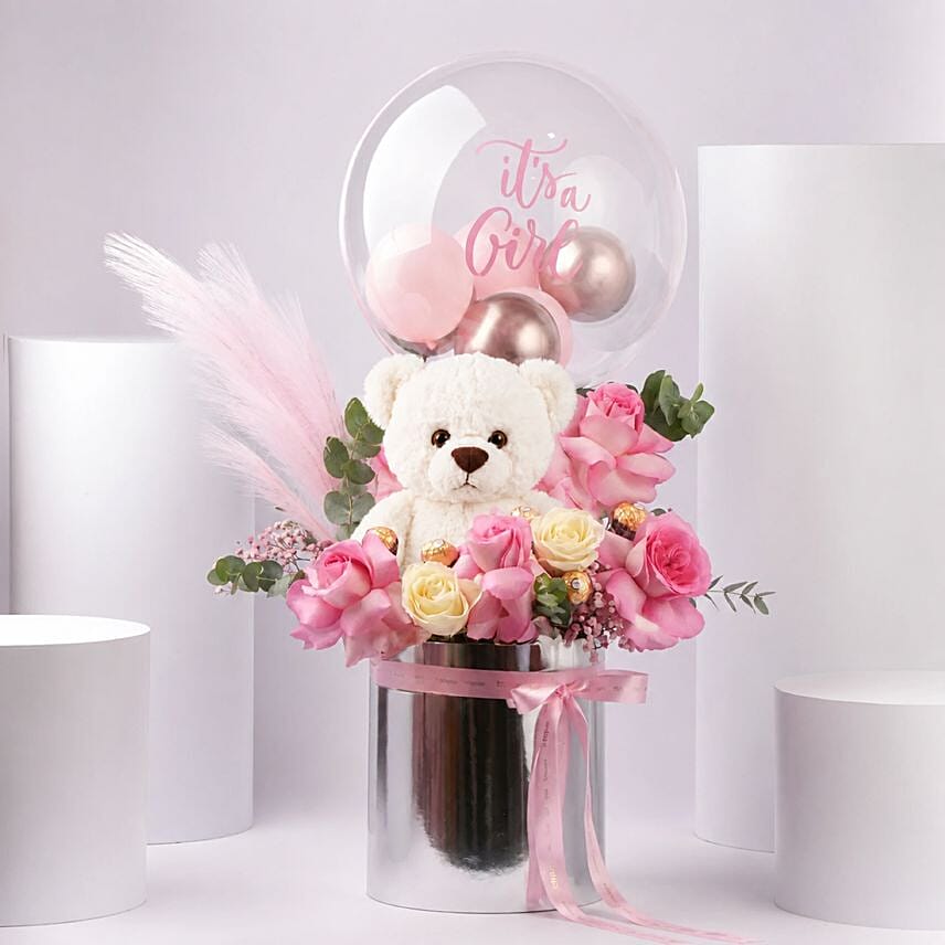 New Born Girl Bloom Hug Box