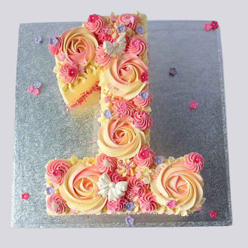 Number 1 Fondant Flowers Cake