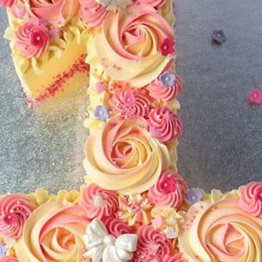 Number 1 Fondant Flowers Cake