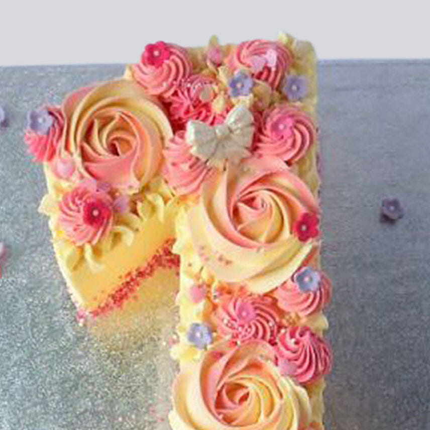 Number 1 Fondant Flowers Cake