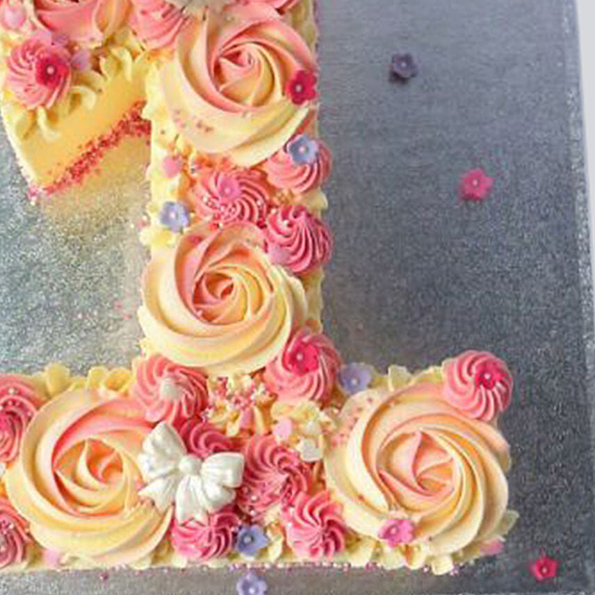 Number 1 Fondant Flowers Cake