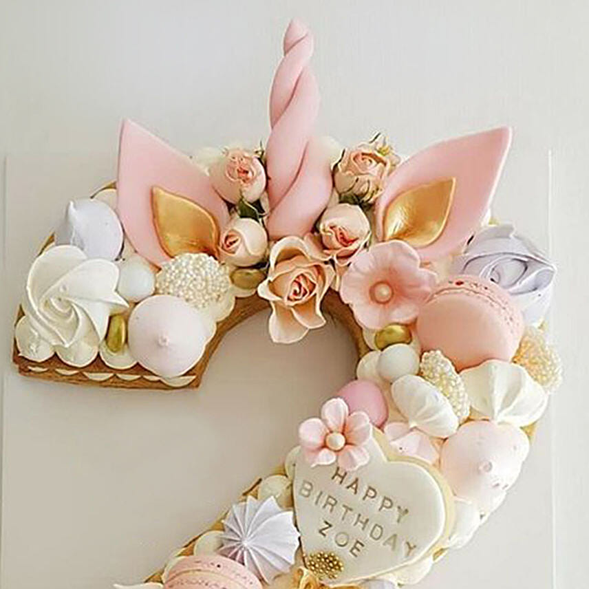 Number 2 Macarons Artificial Flowers Cake