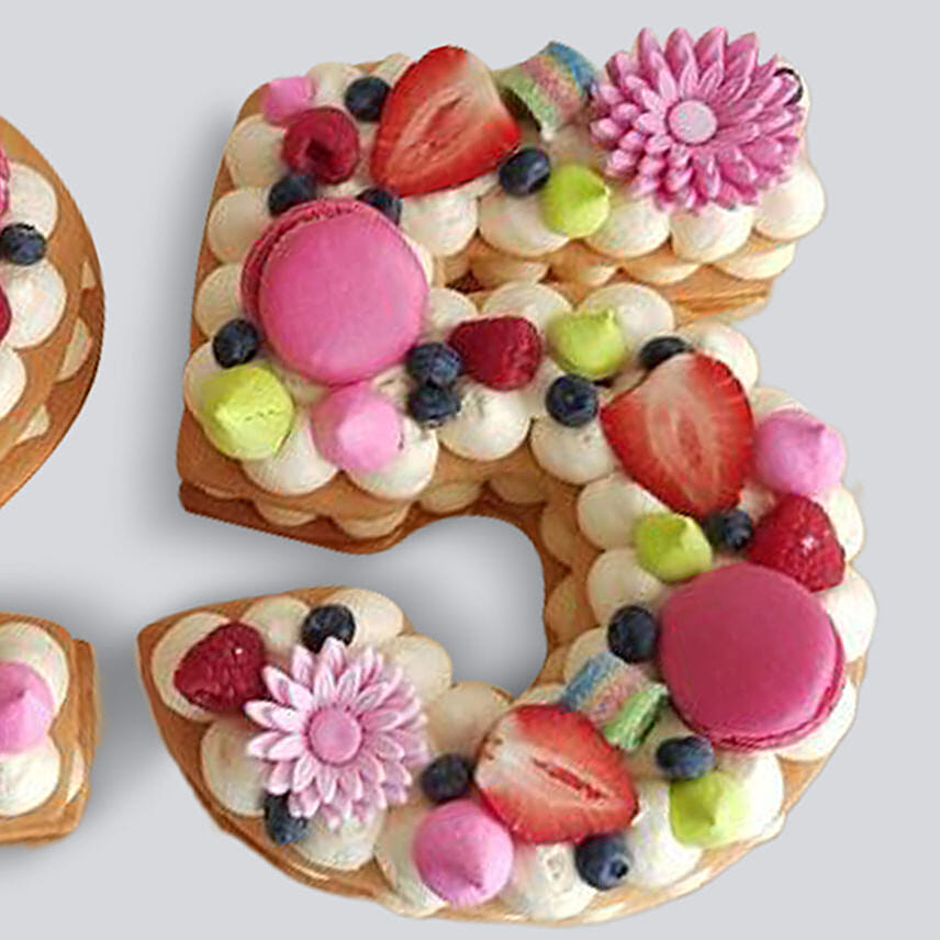 Number 25 Berry Macarons Cake