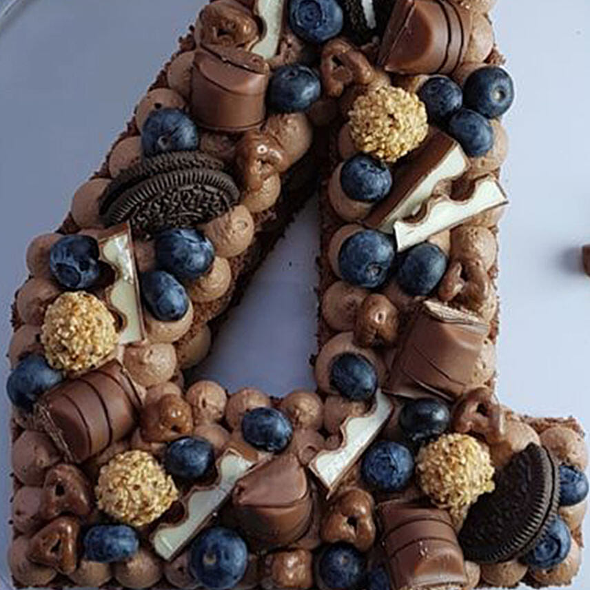 Number 4 Assorted Chocolates Berries Red Velvet Cake