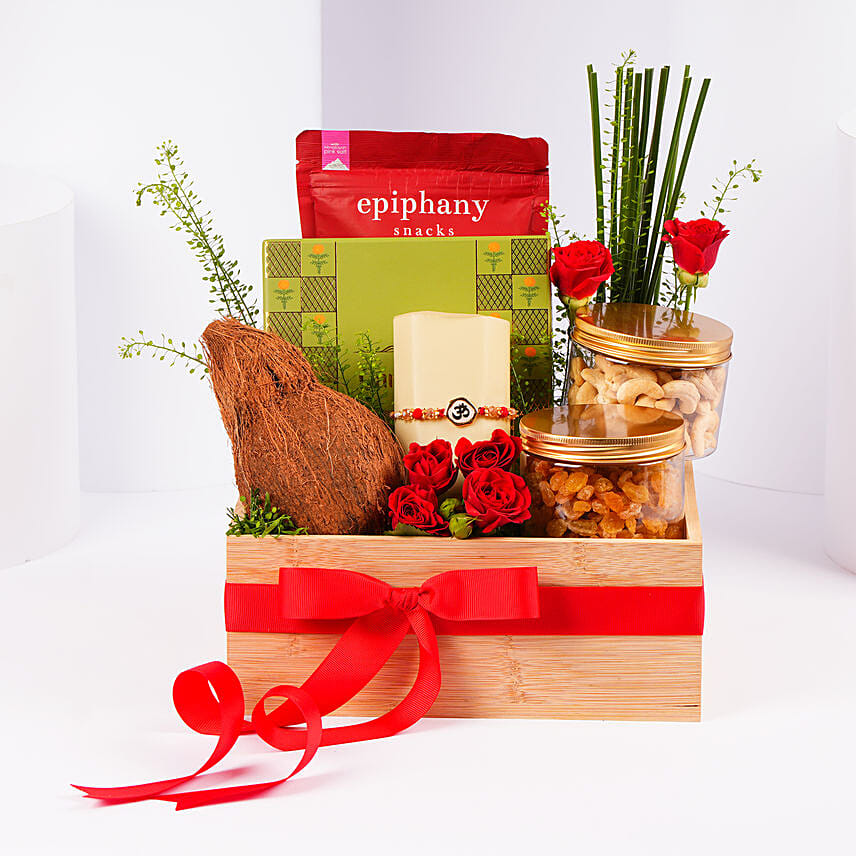 Om Rakhi Dry Fruits And Treats Hamper