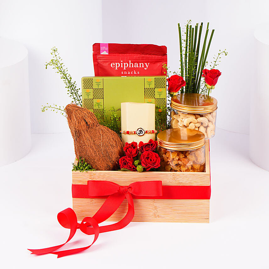 Om Rakhi Dry Fruits And Treats Hamper