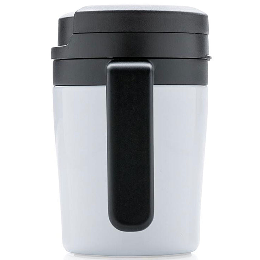 One Hand Drinking White Coffee Mug