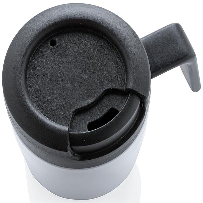 One Hand Drinking White Coffee Mug