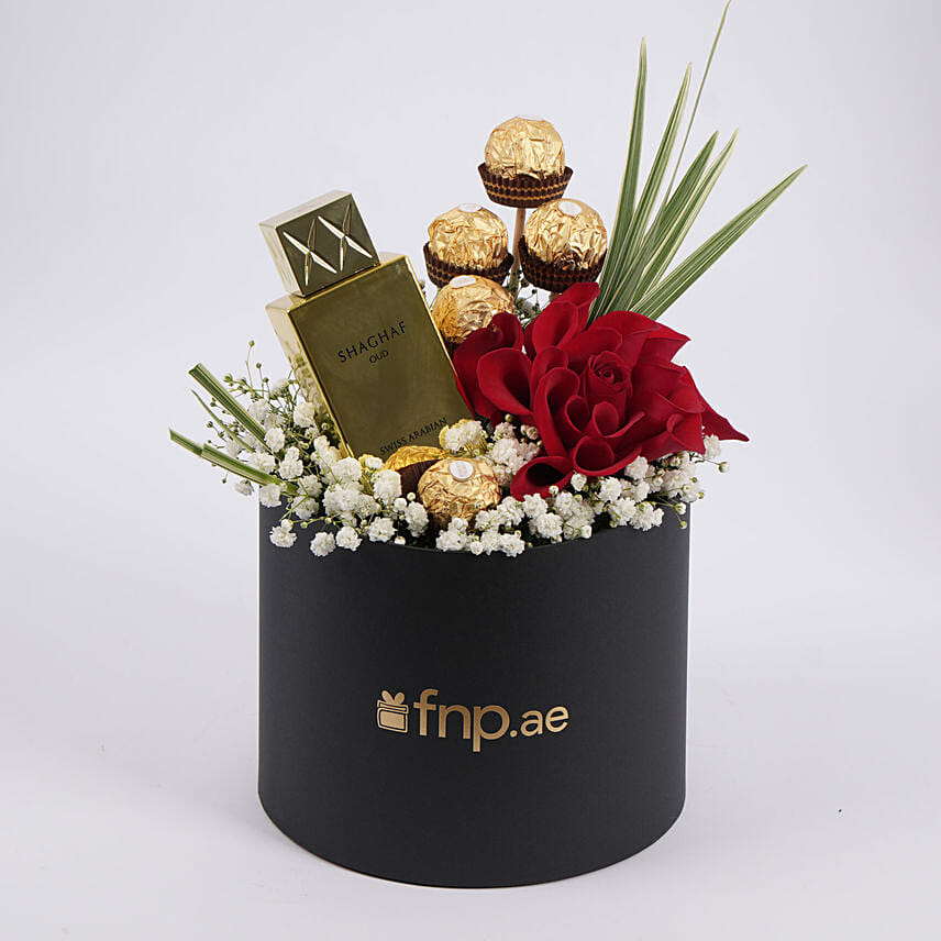 Oud Perfume With Flowers and Chocolates