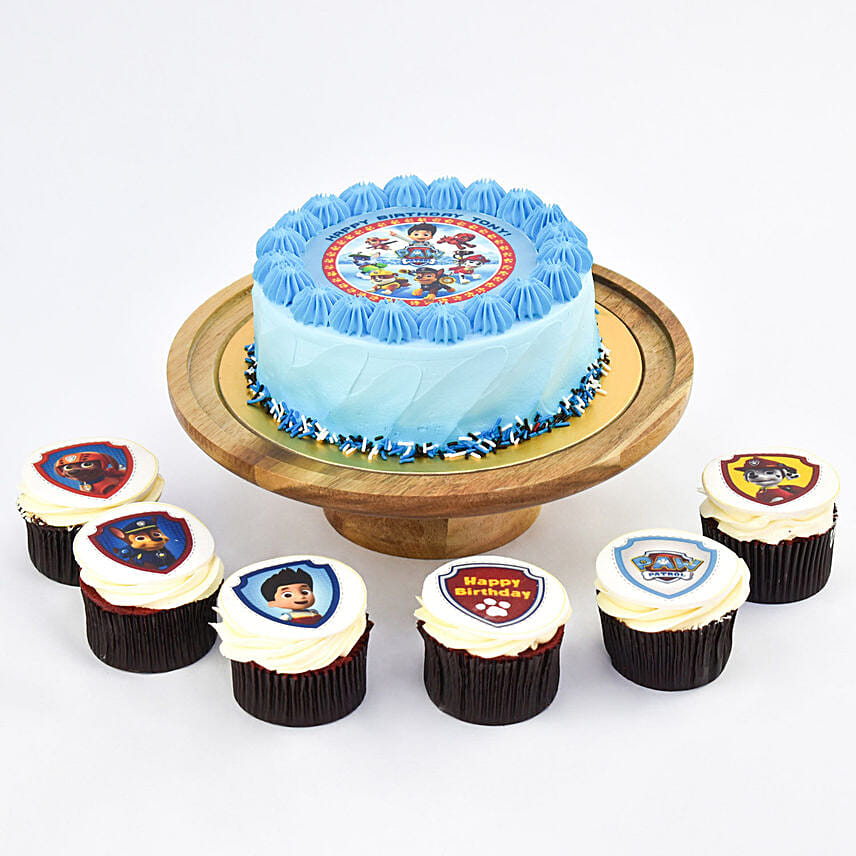 Paw Patrol Chocolate Cake and Chocolate Cupcakes For Birthda