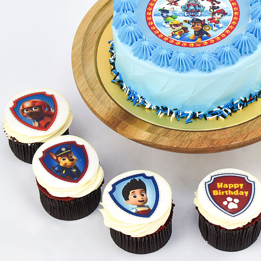 Paw Patrol Chocolate Cake and Chocolate Cupcakes For Birthda