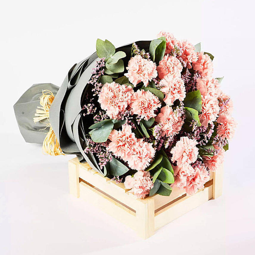Peaceful Pink Carnations Bouquet Premium