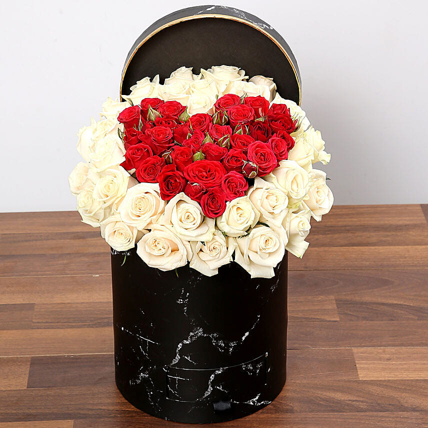 Peach and Red Rose Box With Patchi Chocolates