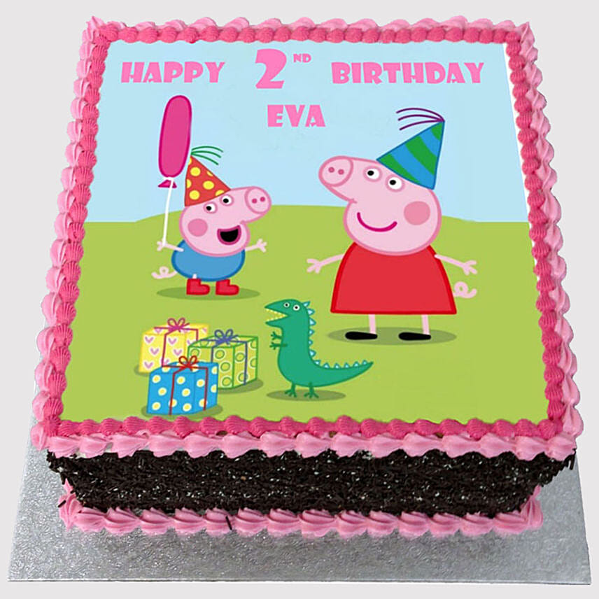 Peppa Pig Birthday Photo Red Velvet Cake