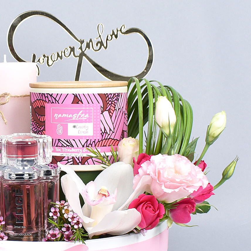 Perfume and Tea Hamper For Lady Love