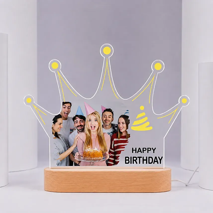 Personalised Birthday Crown Photo LED Lamp