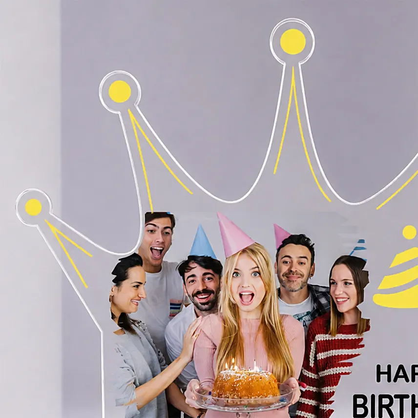 Personalised Birthday Crown Photo LED Lamp
