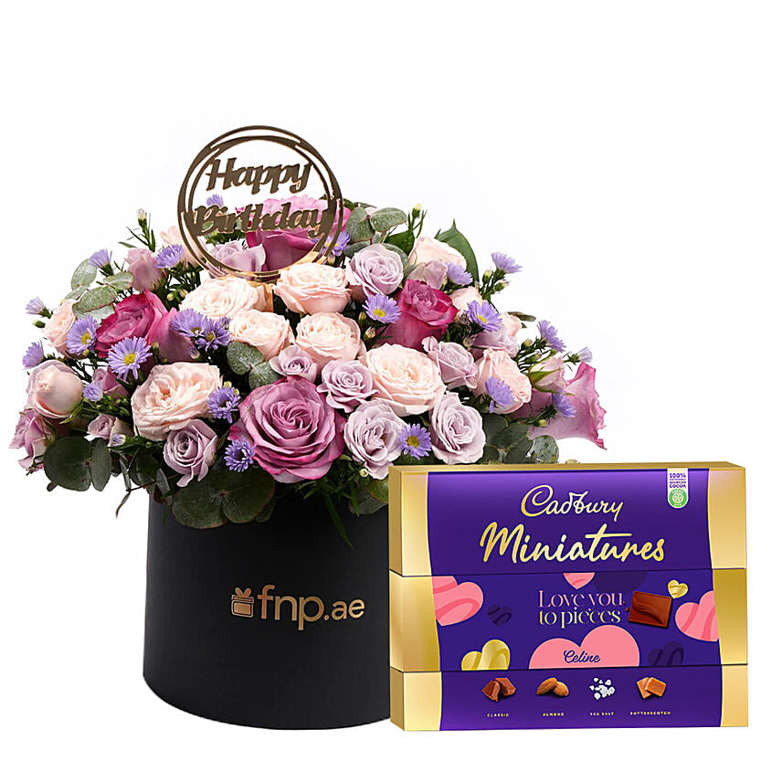 Personalised Birthday Flower Box with Cadbury Chocolate