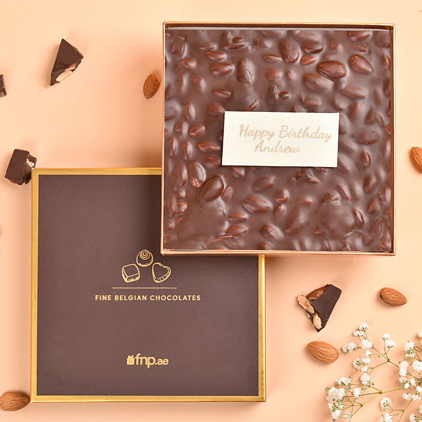 Personalised Birthday Message Dark Chocolate & Nuts Slab