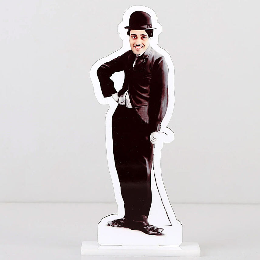 Personalised Caricature Charlie Chaplin with Fudge Cake