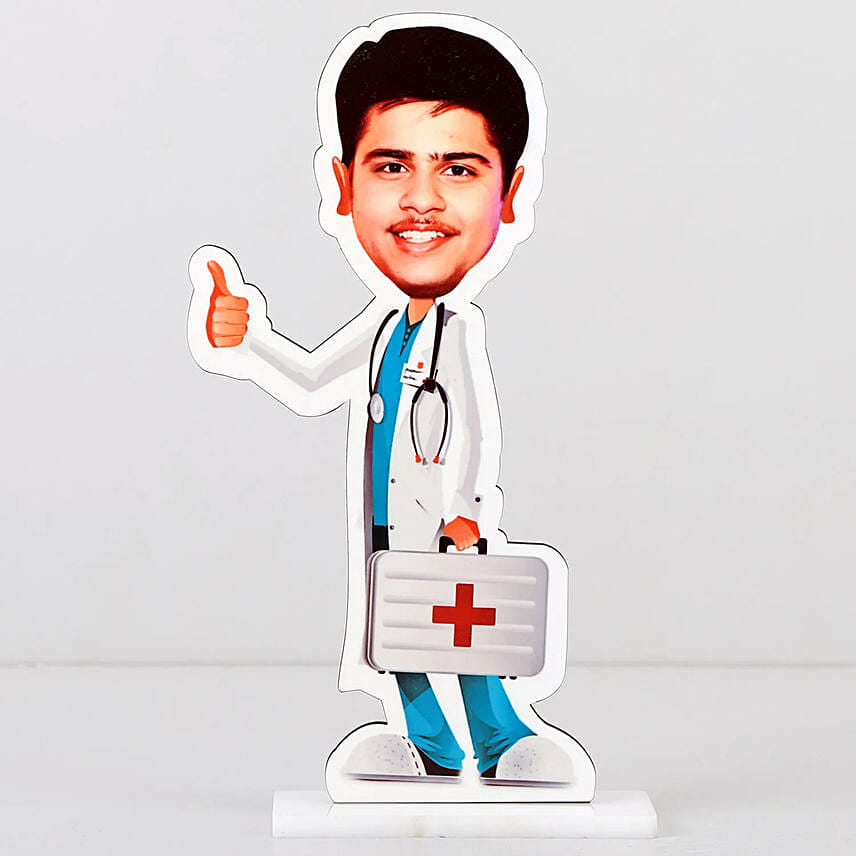 Personalised Caricature Male Doctor with Fudge Cake